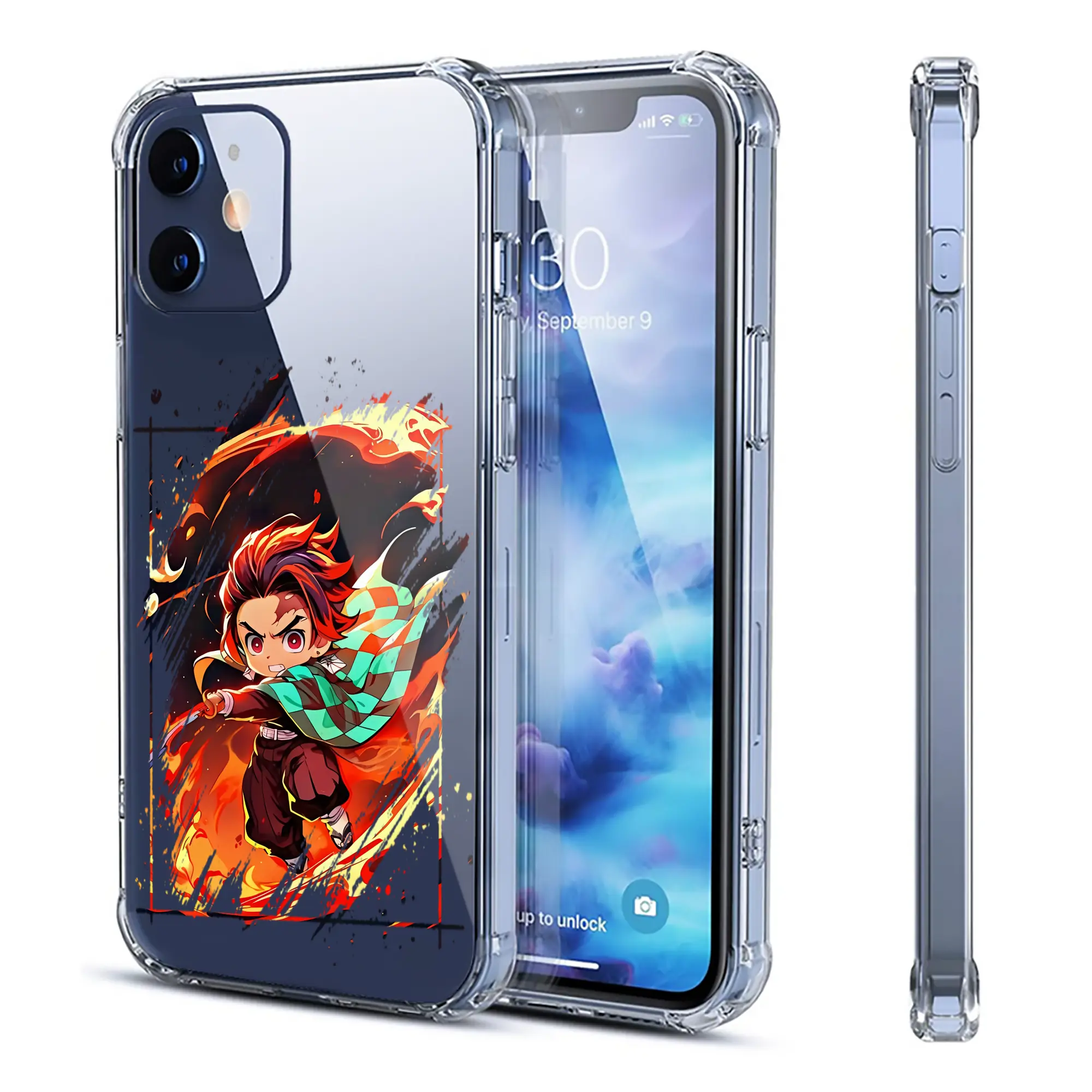 鬼滅の刃 グッズ,竈門 炭治郎 - IPhone 12シリーズ対応 ・ 透明スマホケース ・ クリアソフトケース ・ TPU素材 ・ 耐衝撃 ・ 高密着 ・ 防汚 防指紋 ・ 簡単着脱